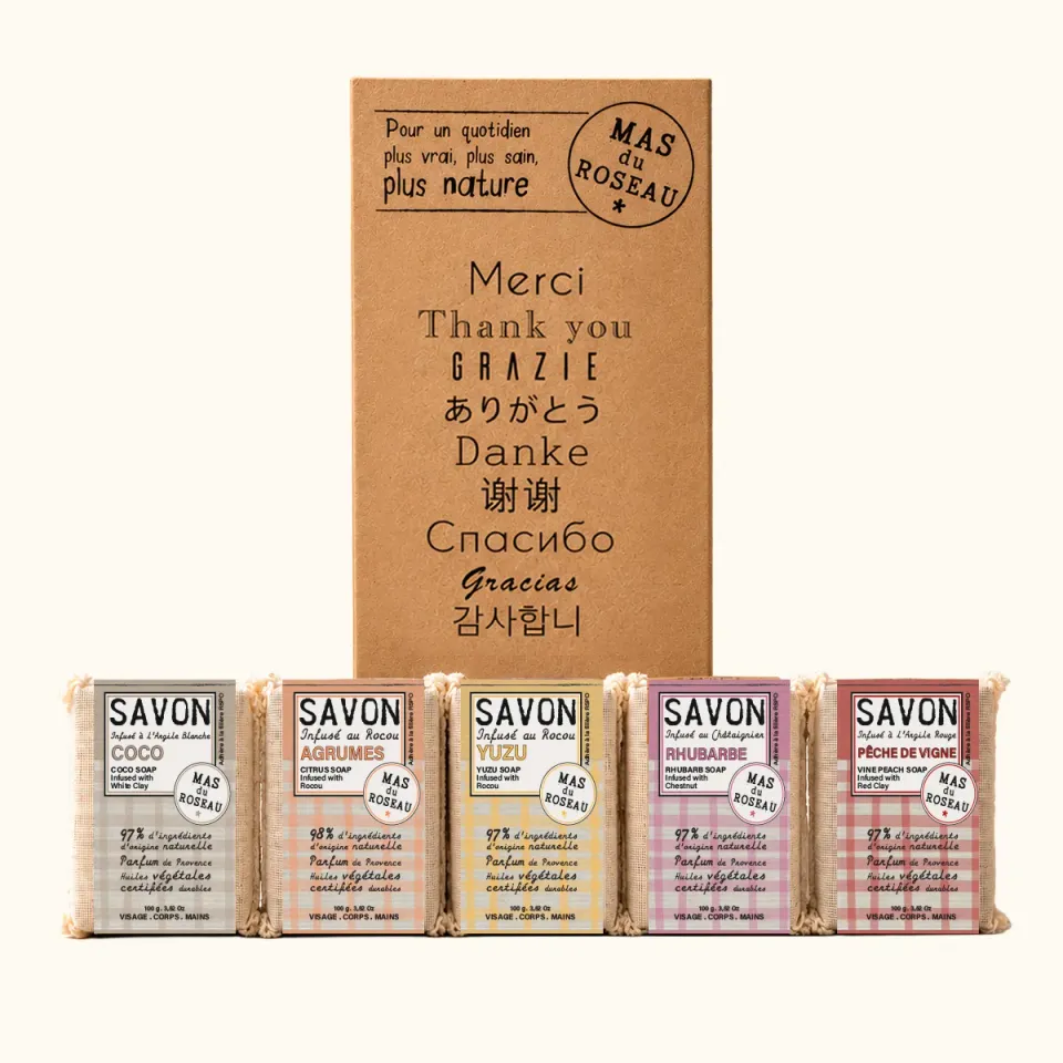 Mas du Roseau Philosophie coffret 5 savonnettes fruitées cadeau