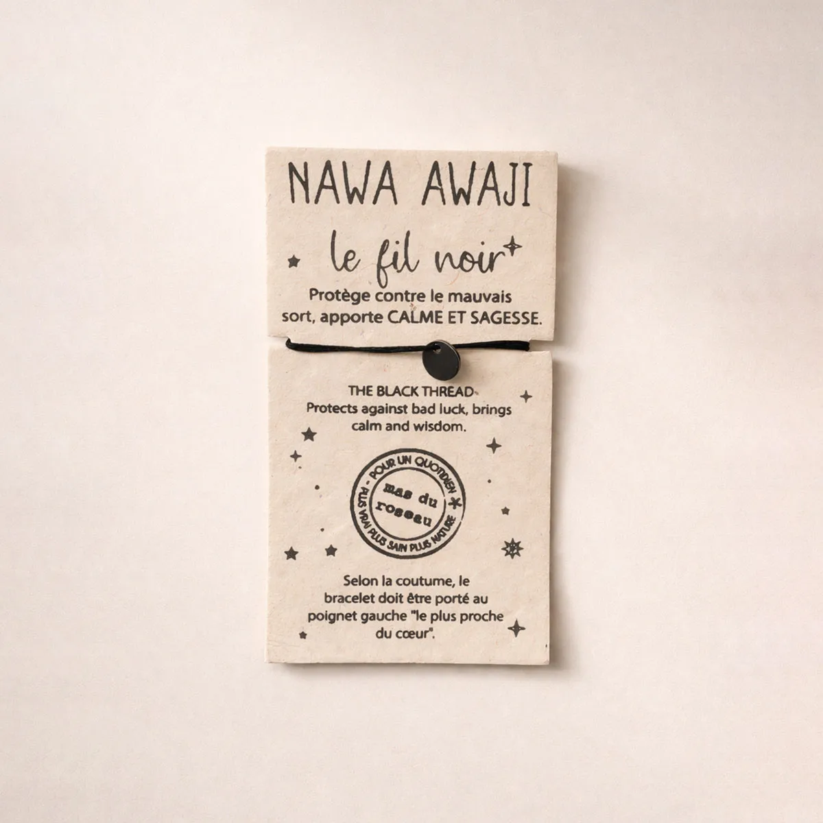 Mas du Roseau Pachamama Nawa Awaji bracelet fil noir