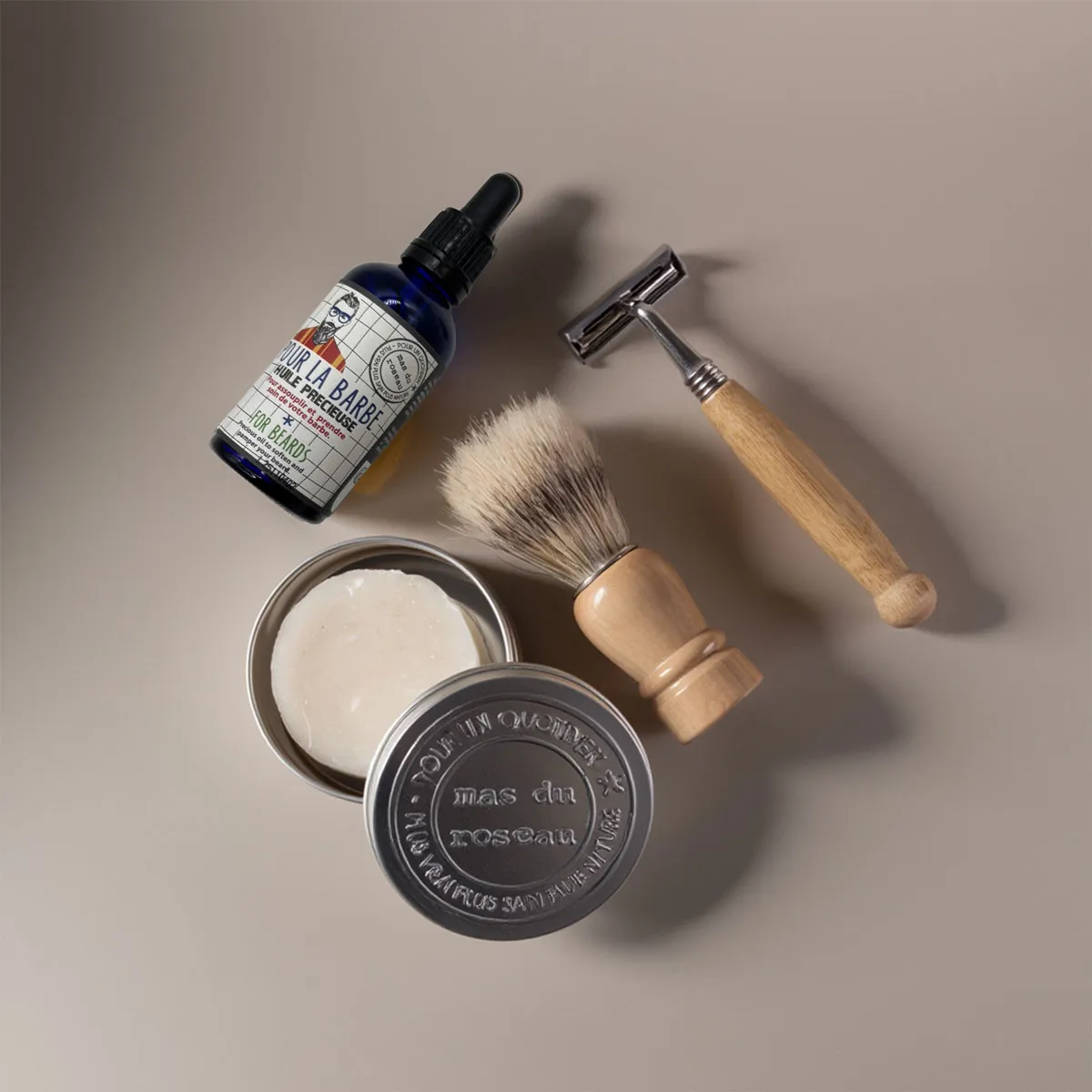 Mas du Roseau Set du Barbier coffret rasage bois