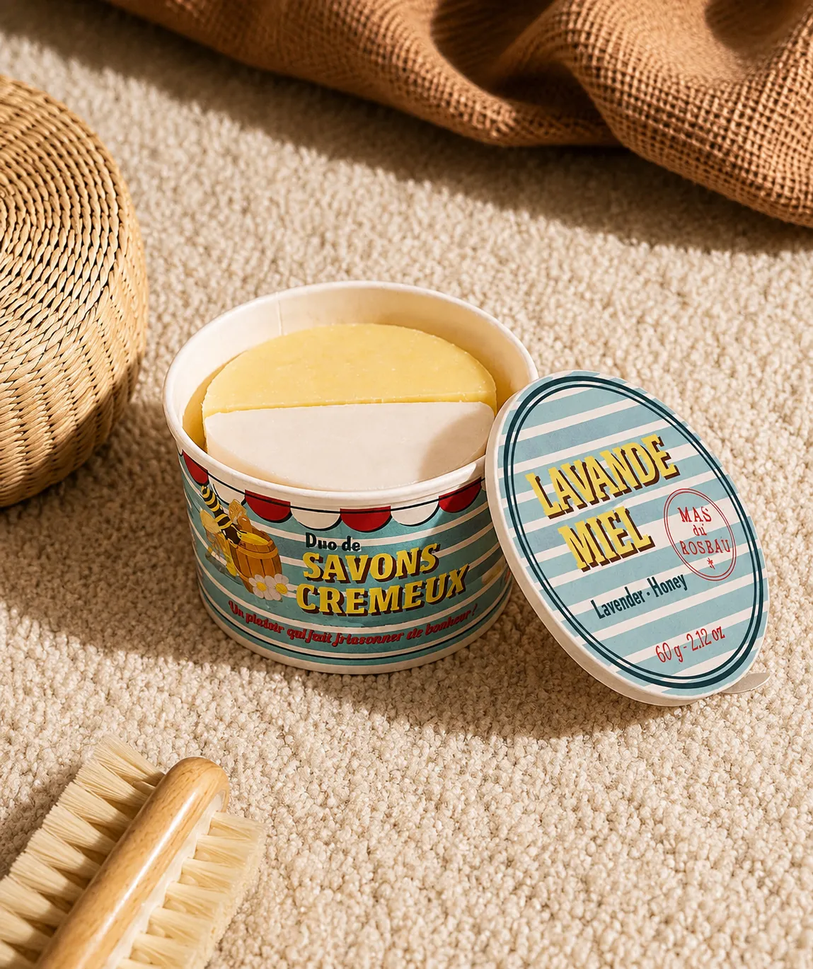 Mas du Roseau Pépites savon glace Lavande & Miel pot 2 parfums