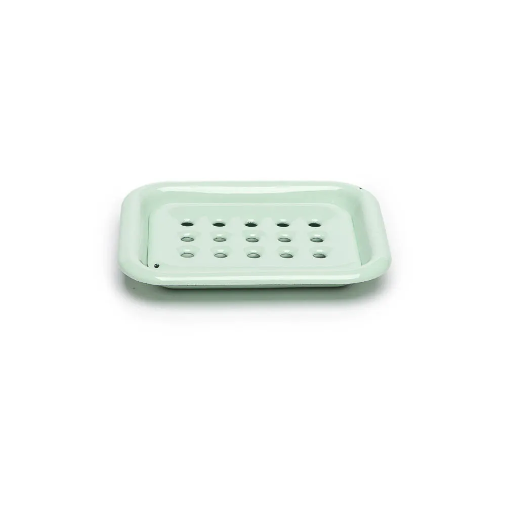 Savonnerie Buissonnière porte-savon émail vert pastel 13cm