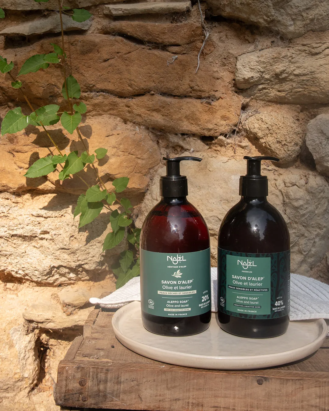Najel Savon d'Alep Liquide 20% Laurier savon liquide 500ml peaux sèches