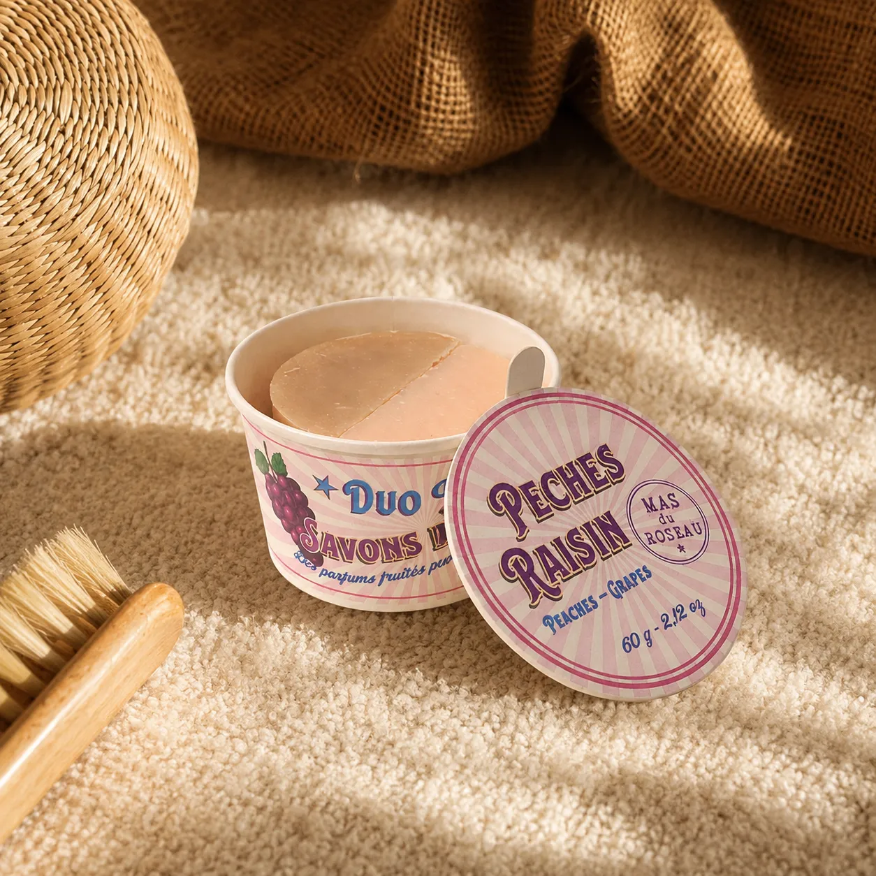 Mas du Roseau Pépites Pêche & Raisin savon pot glace