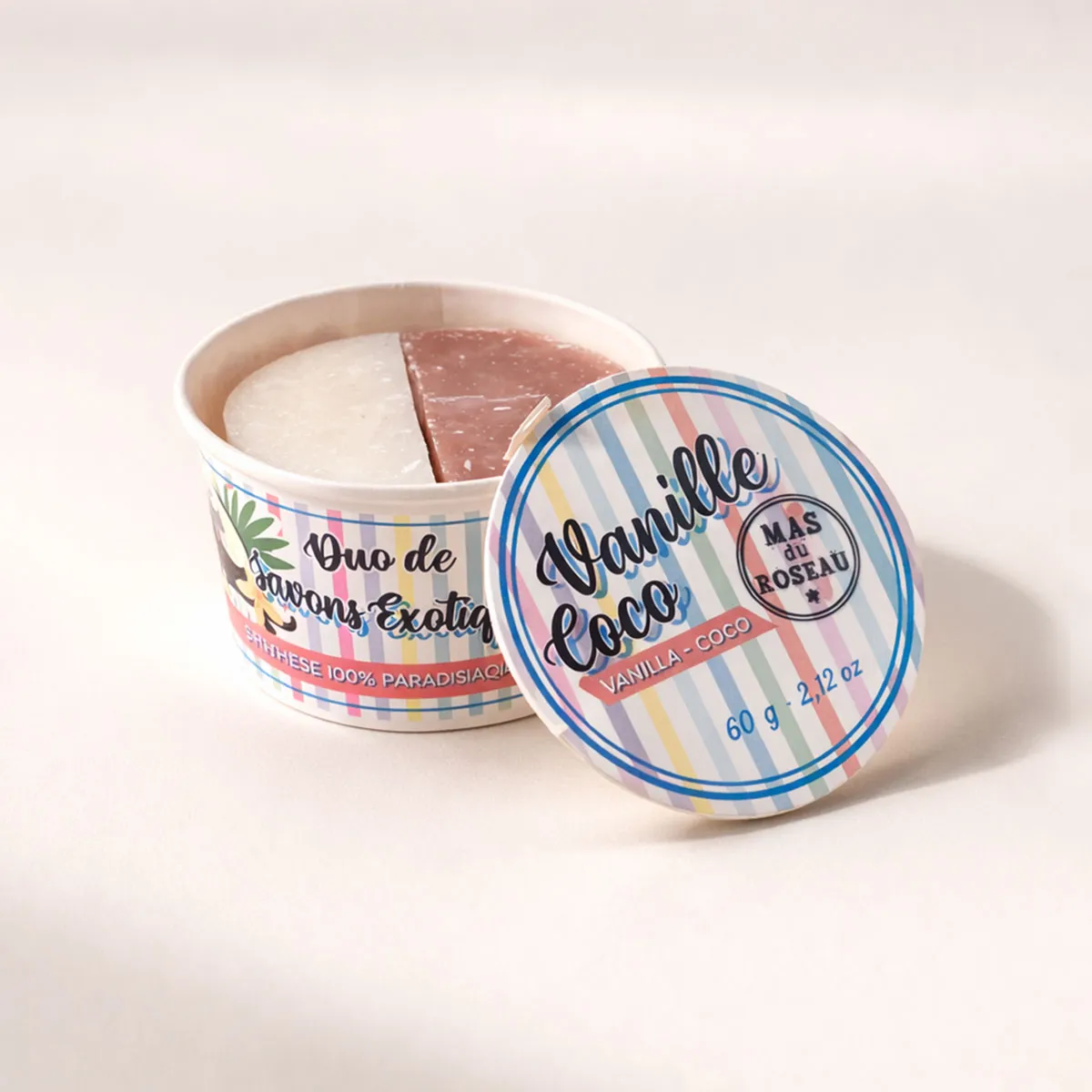Mas du Roseau Pépites Savon glace Vanille et Coco pot 2 savons