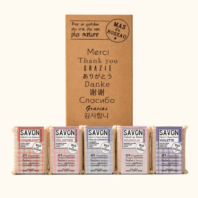 Mas du Roseau Philosophie coffret 5 savonnettes fleuries Provence