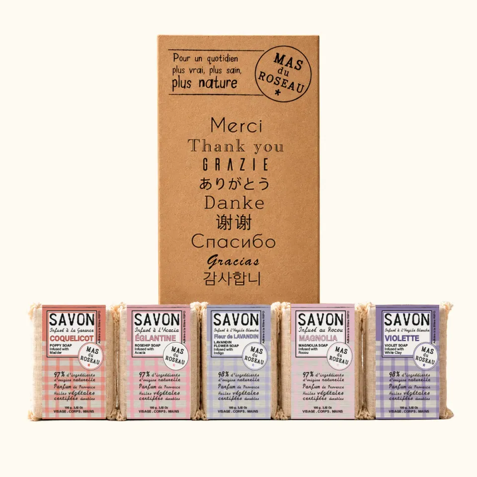 Mas du Roseau Philosophie coffret 5 savonnettes fleuries Provence