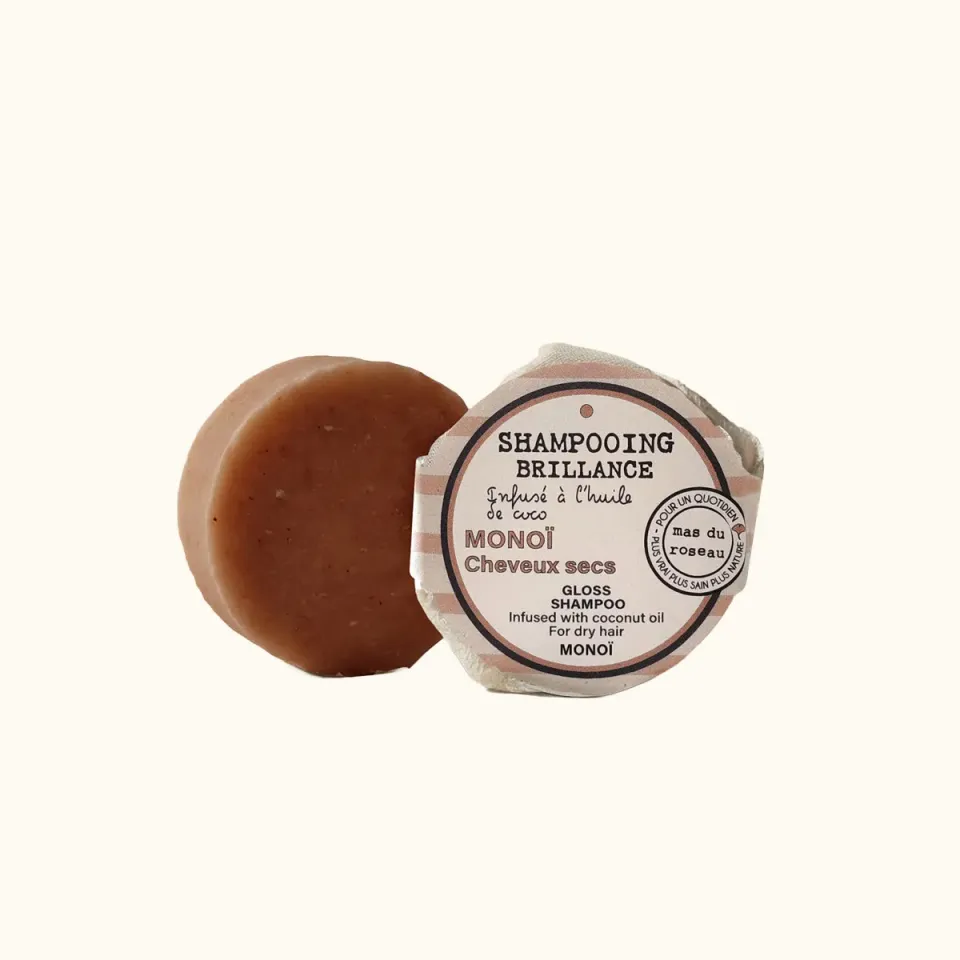 Mas du Roseau Philosophie Brillance Monoï shampoing solide cheveux secs