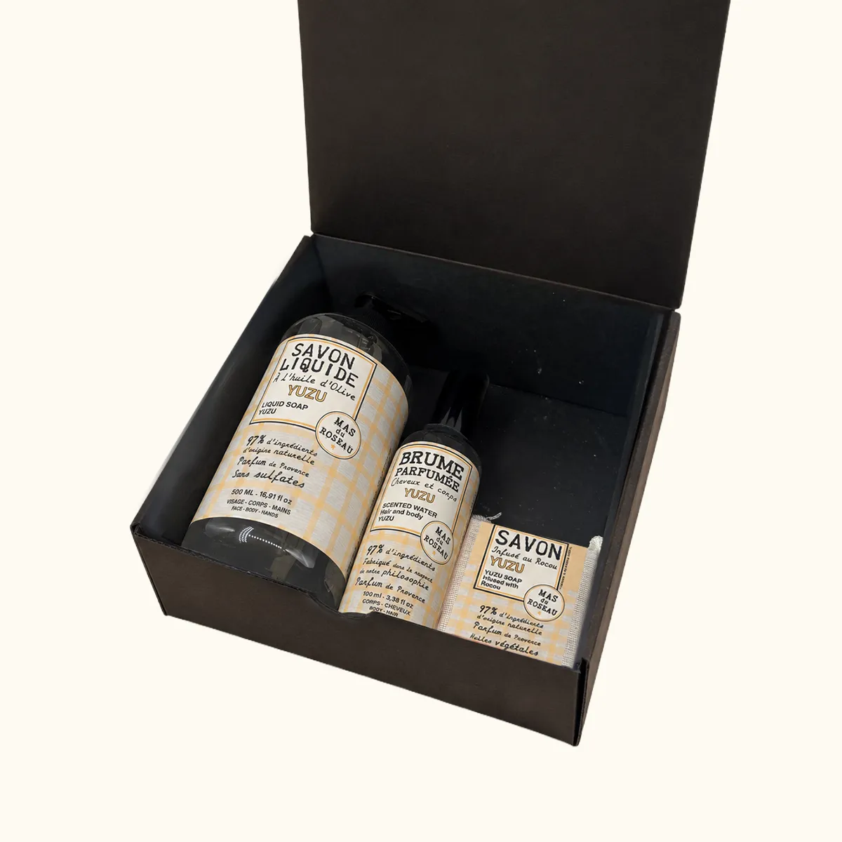 Mas du Roseau Philosophie Yuzu coffret savon brume citronné