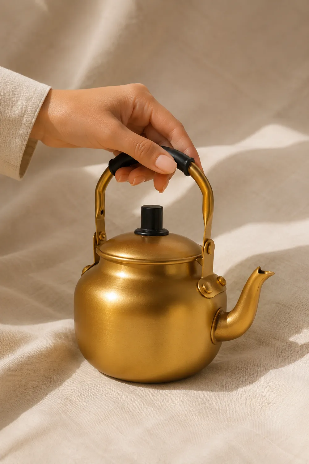 Mas du Roseau Infusions théière métal doré brossé 17 cm