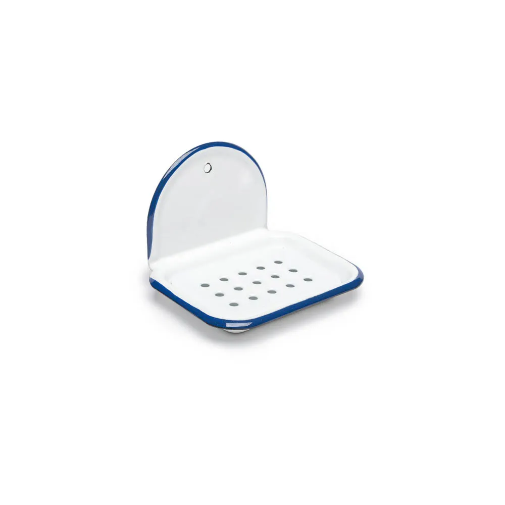Savonnerie Buissonnière porte-savon moyen émail bleu 13cm