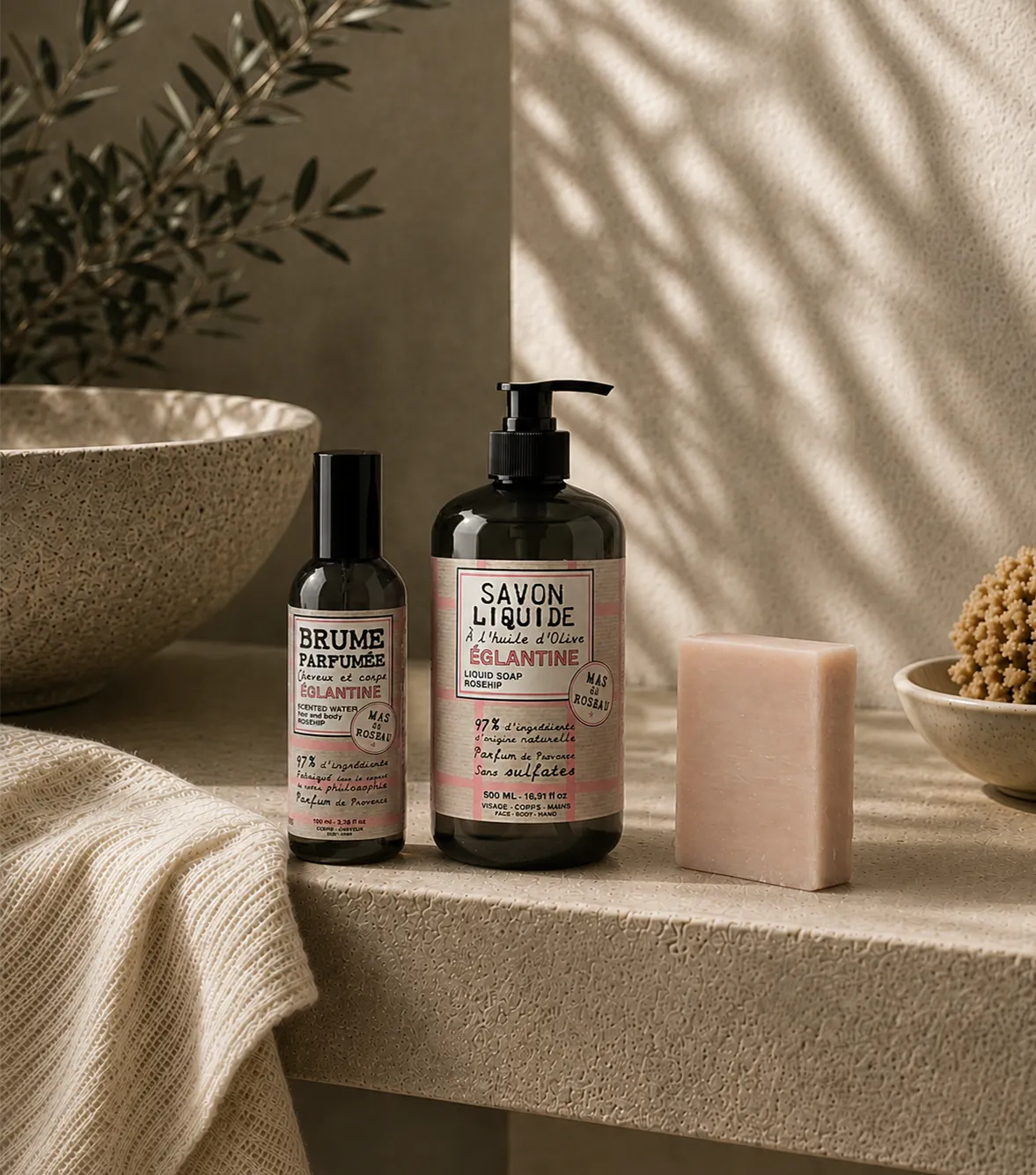 Mas du Roseau Philosophie Eglantine coffret savon et brume
