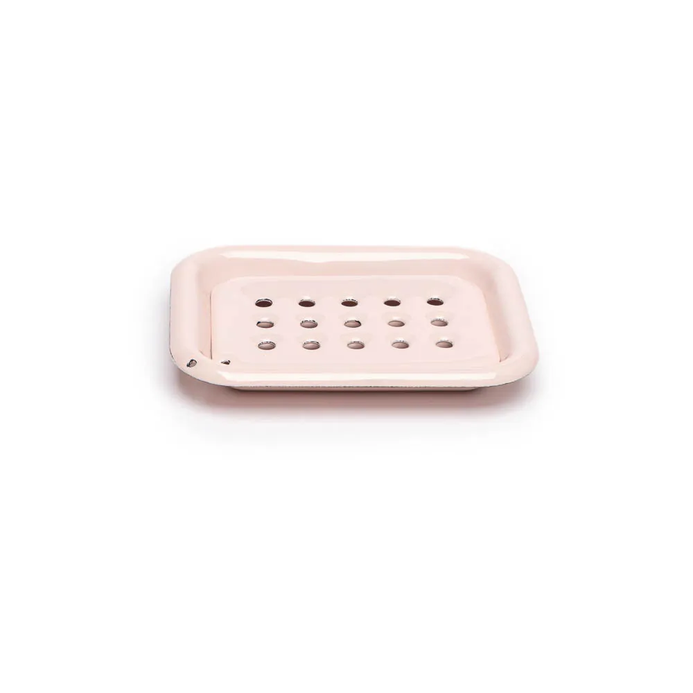 Savonnerie Buissonnière porte-savon émail rose pastel 13cm
