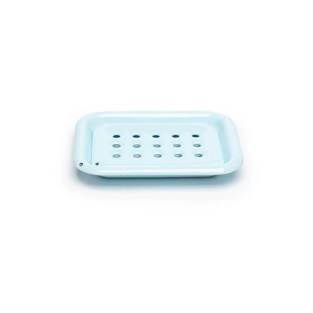 Savonnerie Buissonnière porte-savon émail bleu pastel 13 cm