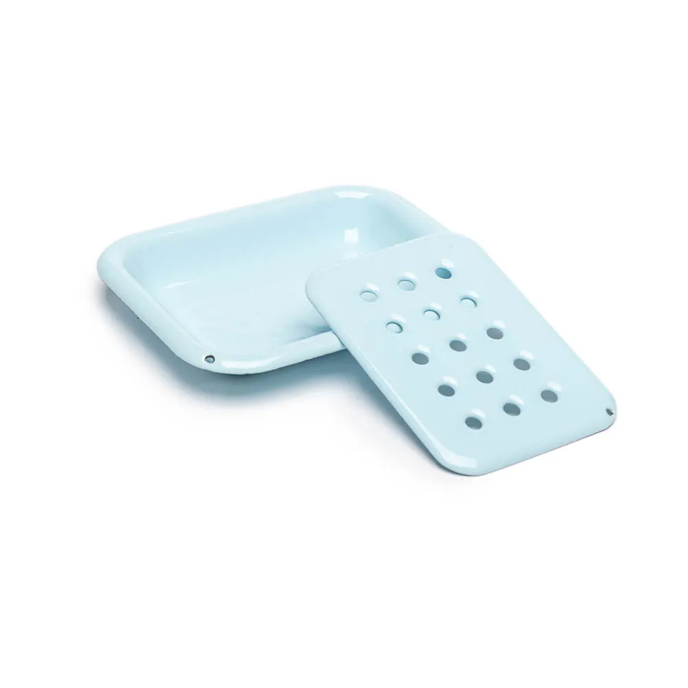 Savonnerie Buissonnière porte-savon émail bleu pastel 13 cm