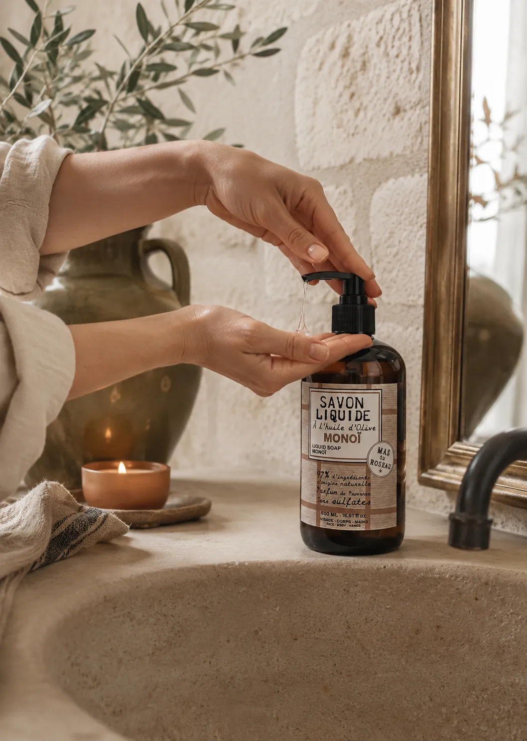 Mas du Roseau Philosophie Monoï savon liquide visage corps