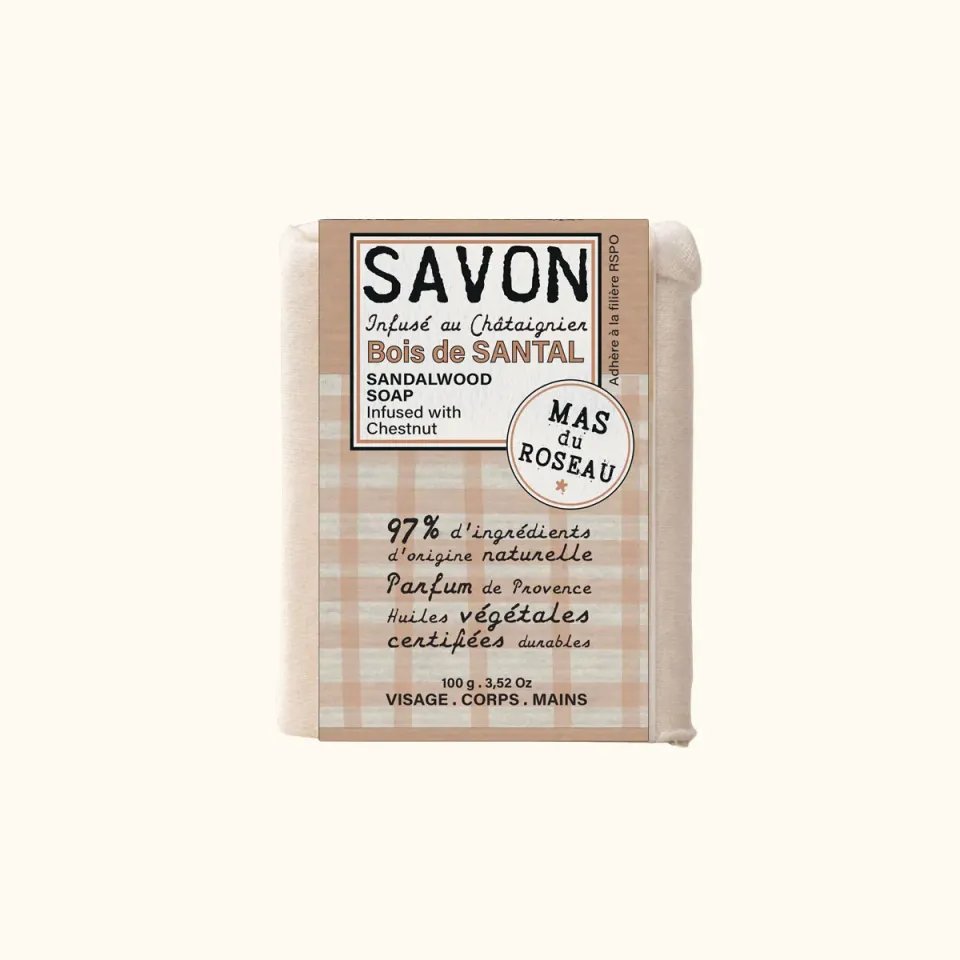 Mas du Roseau Philosophie savon solide Bois de Santal mini format