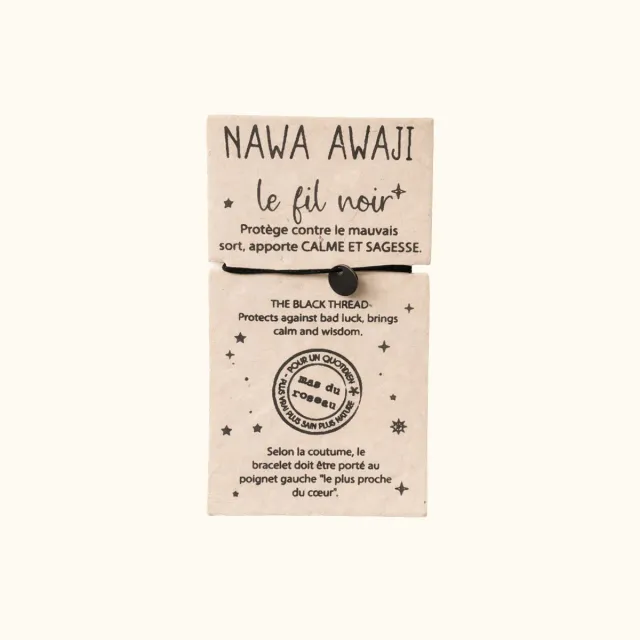 Mas du Roseau Pachamama Nawa Awaji bracelet fil noir