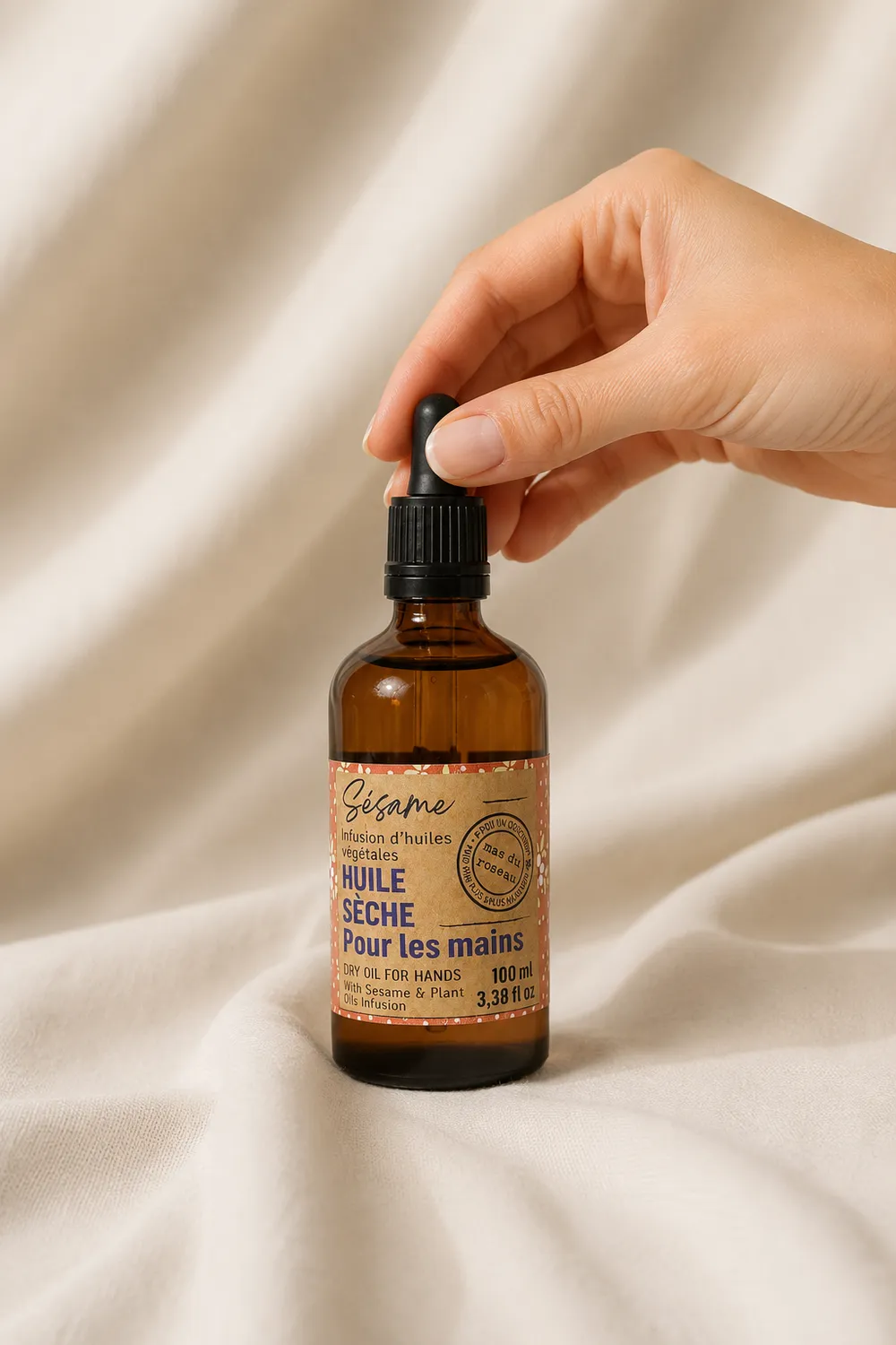 Mas du Roseau Infusions Huile sèche mains Sésame rose