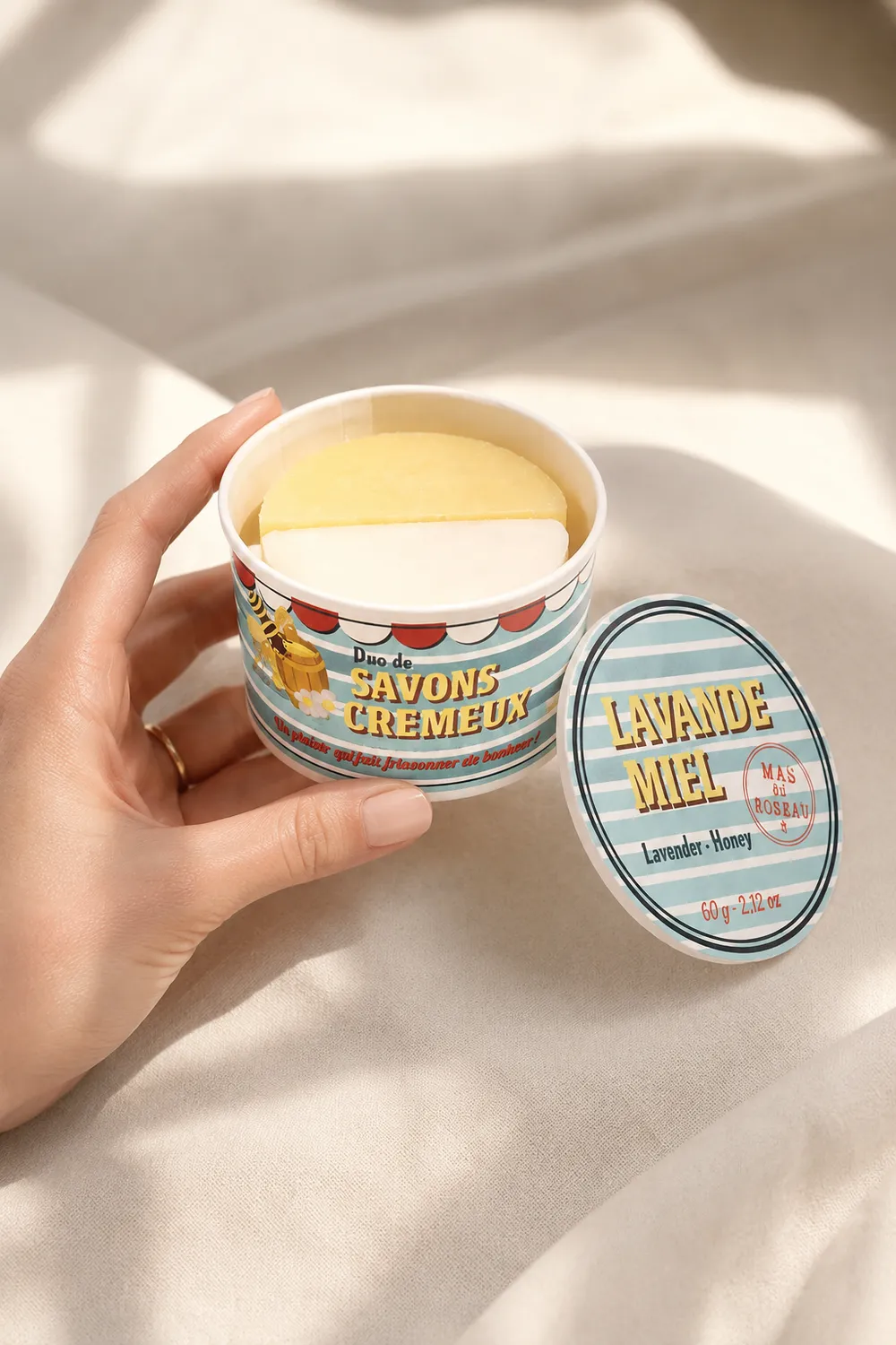 Mas du Roseau Pépites savon glace Lavande & Miel pot 2 parfums
