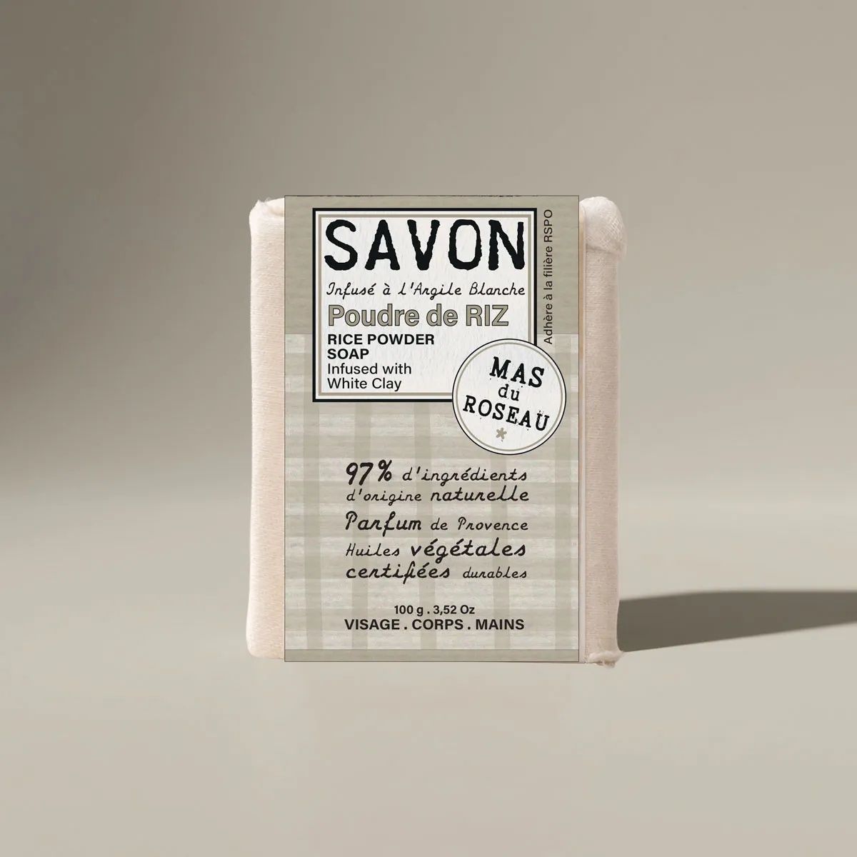 Mas du Roseau Philosophie Poudre de Riz savon solide doux