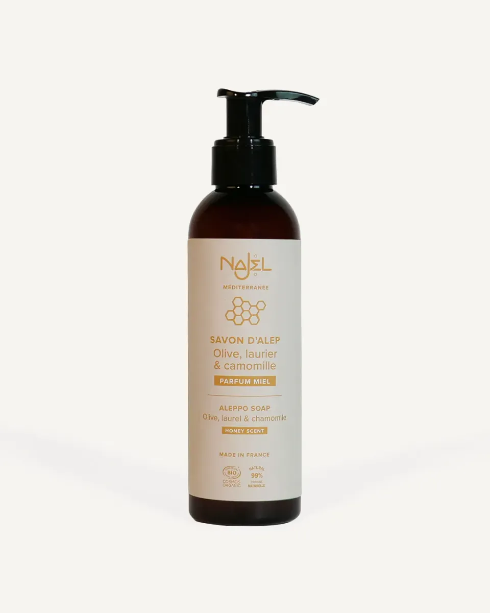 Najel savon d’Alep liquide miel 200ml peaux normales