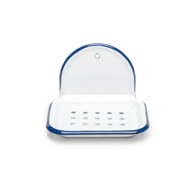 Savonnerie Buissonnière porte-savon moyen émail bleu 13cm