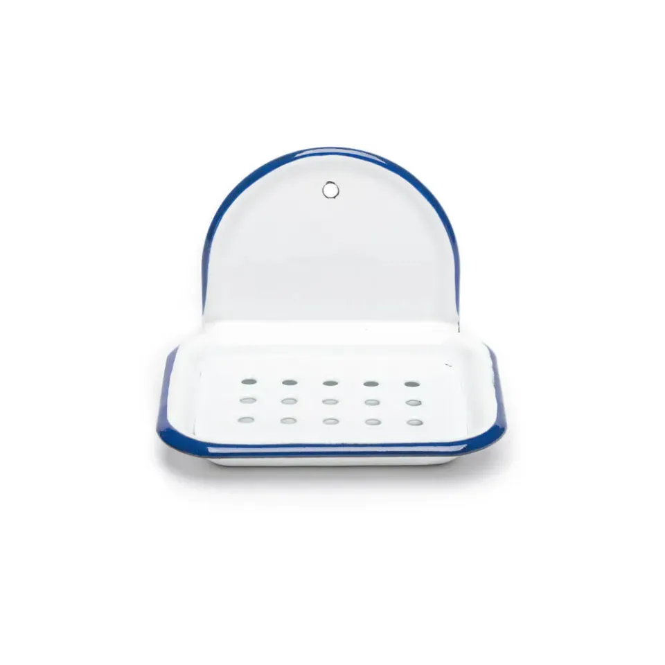 Savonnerie Buissonnière porte-savon moyen émail bleu 13cm