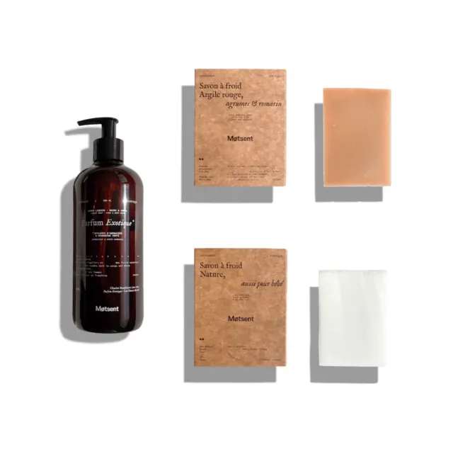 Motsent Coffret Cadeau 3 savons 2 solides + 1 liquide France