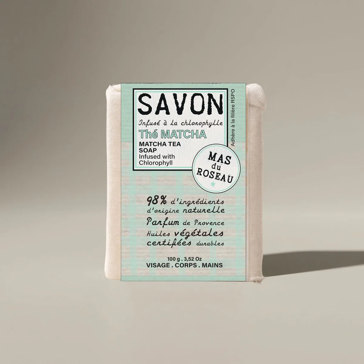 Mas du Roseau Philosophie Thé Matcha savon solide mini frais