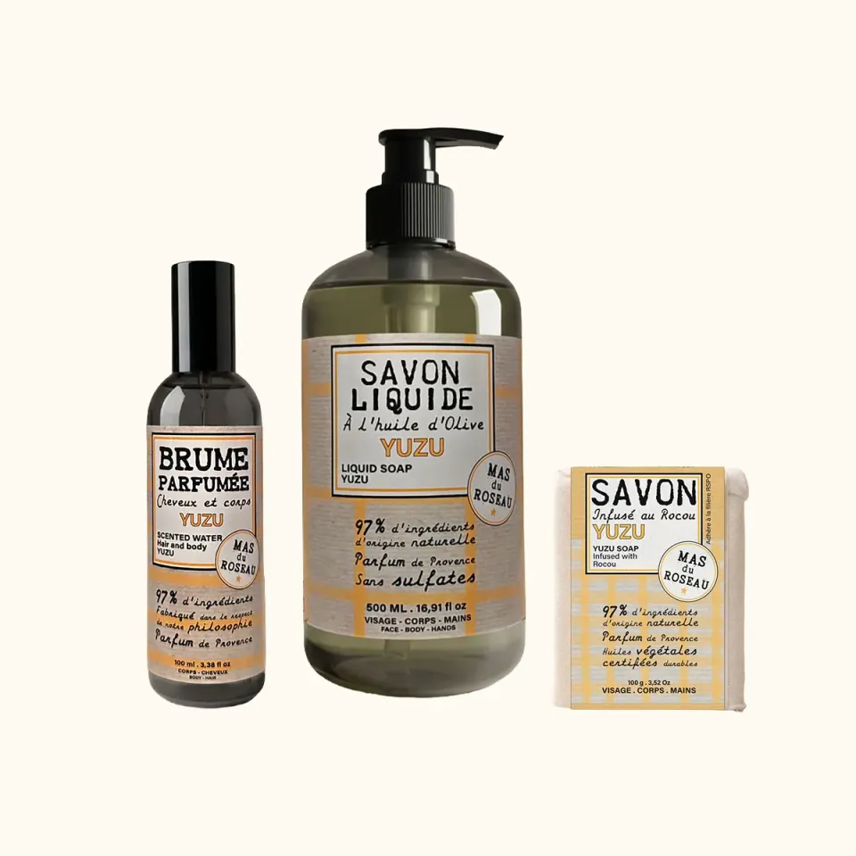 Mas du Roseau Philosophie Yuzu coffret savon brume citronné