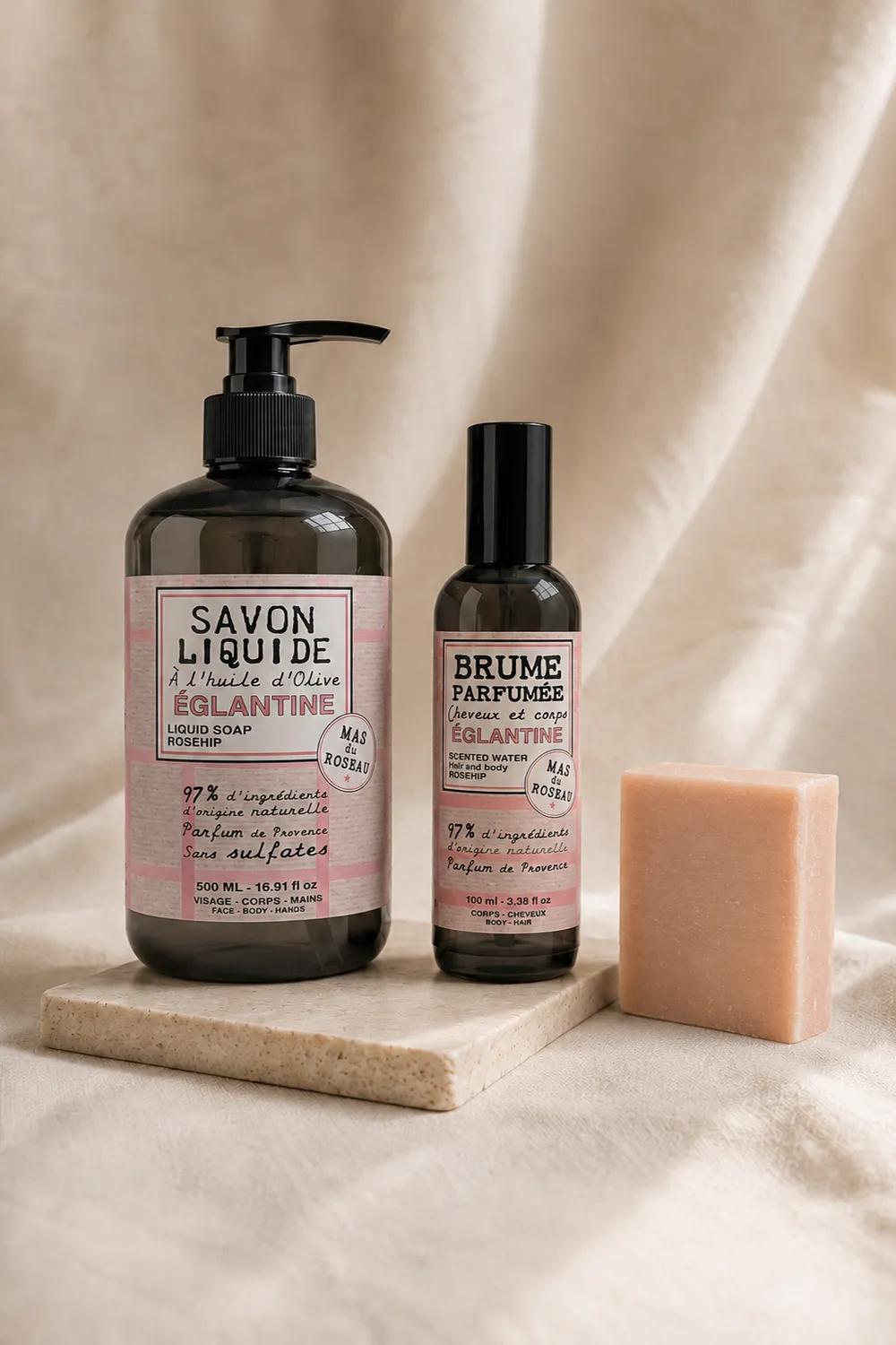 Mas du Roseau Philosophie Eglantine coffret savon et brume