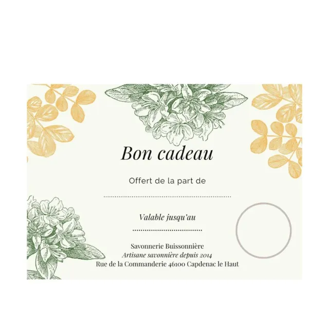 Savonnerie Buissonnière bon cadeau carte cadeau papier