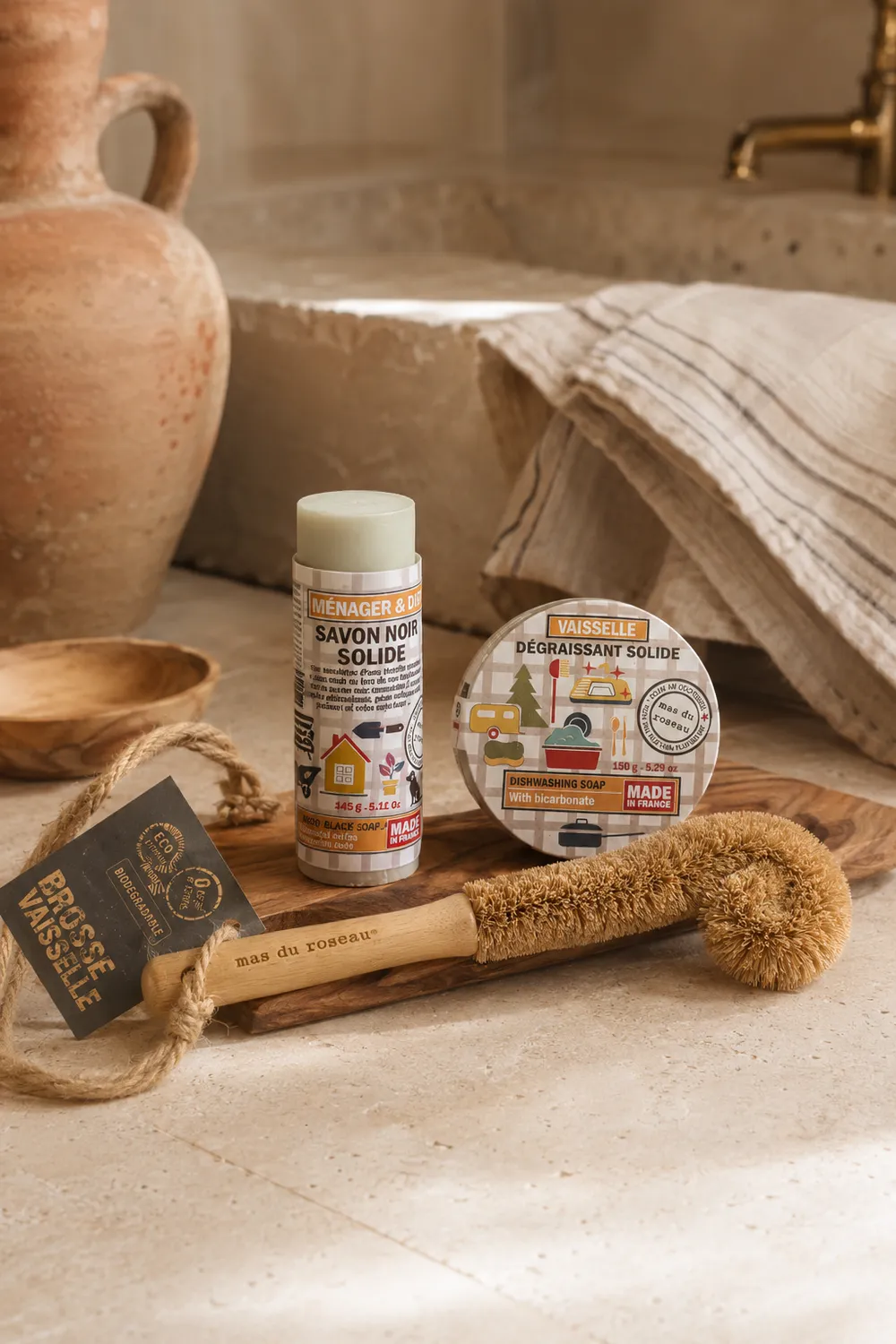 Mas du Roseau Éco & Bô coffret vaisselle 4 pièces bicarbonate