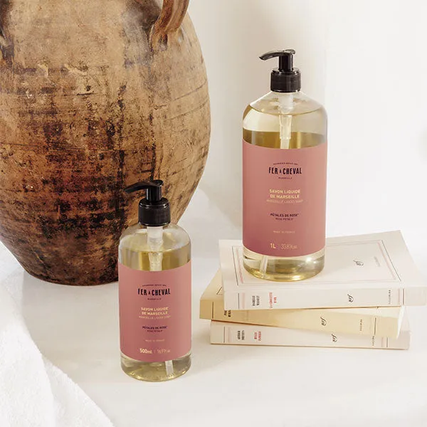 Fer à Cheval Savon Liquide Marseille Pétales de Rose 1L floral