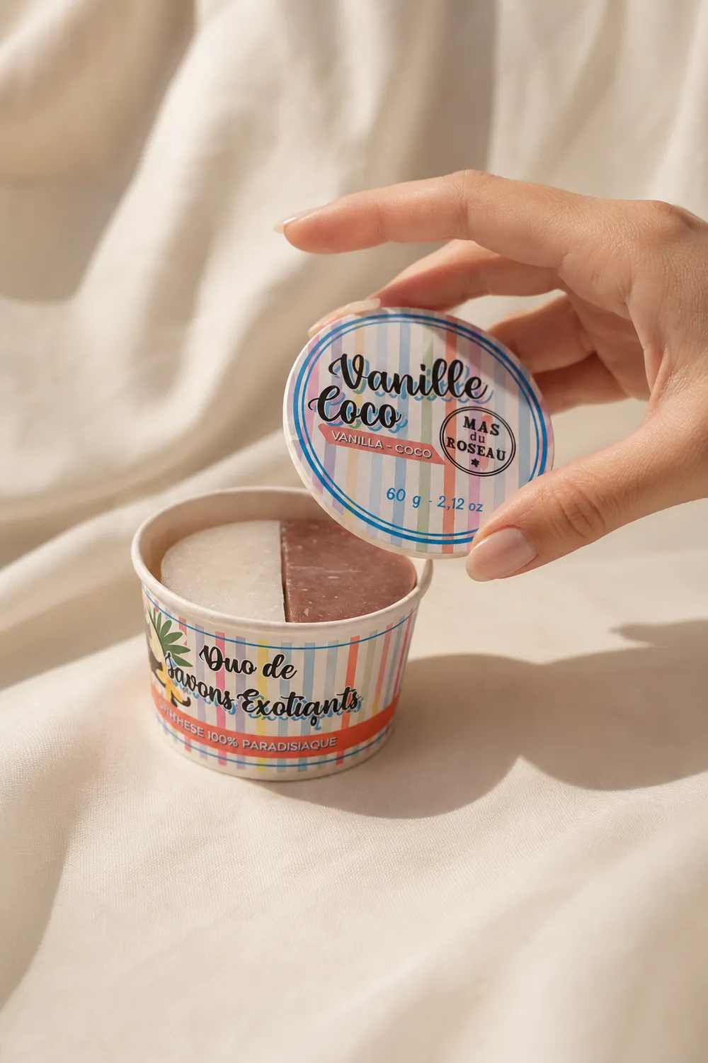 Mas du Roseau Pépites Savon glace Vanille et Coco pot 2 savons
