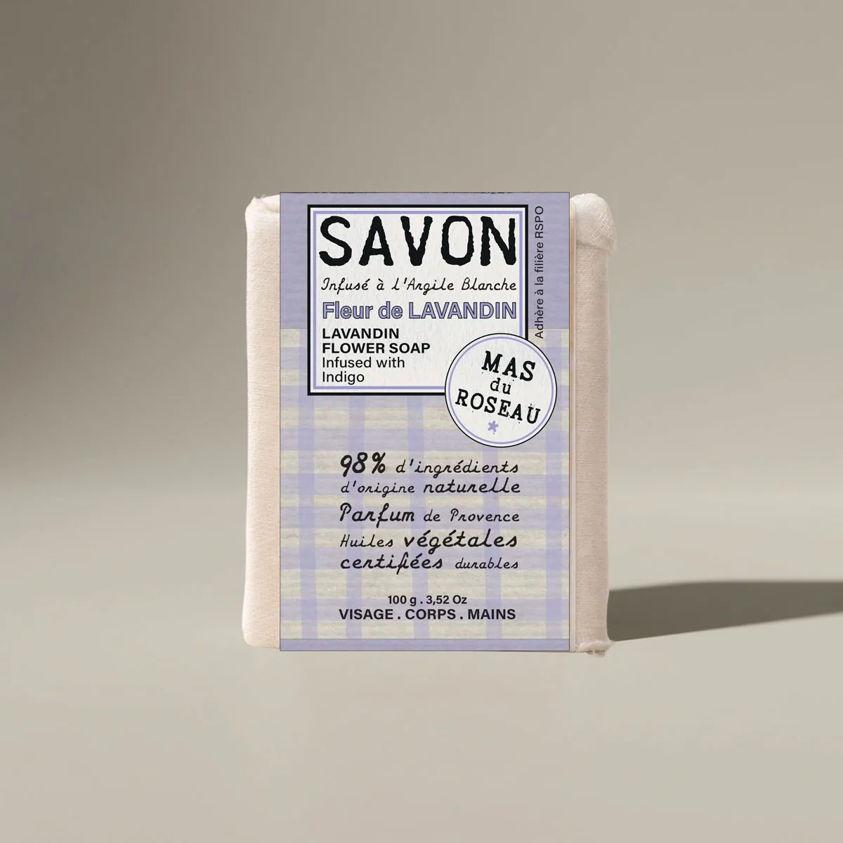 Mas du Roseau Philosophie savon solide Lavande apaisant