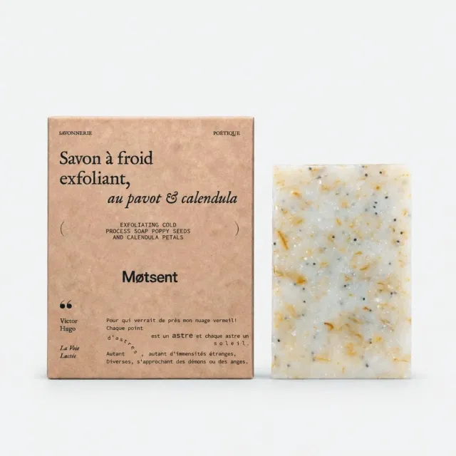 Motsent savon solide exfoliant pavot calendula bio