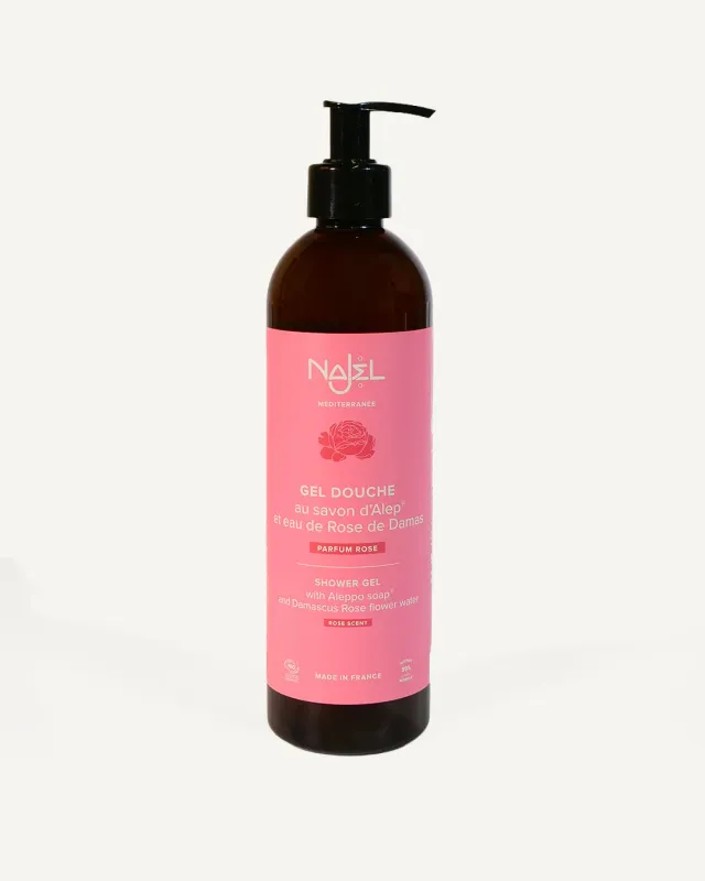 Najel gel douche rose savon d’Alep 500ml peaux sensibles