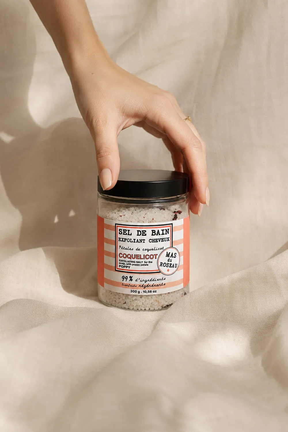 Mas du Roseau Philosophie sel exfoliant cuir chevelu Coquelicot