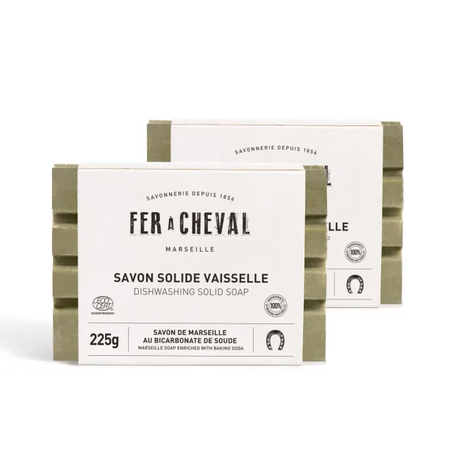 Fer à Cheval Duo savon solide vaisselle 225g bicarbonate