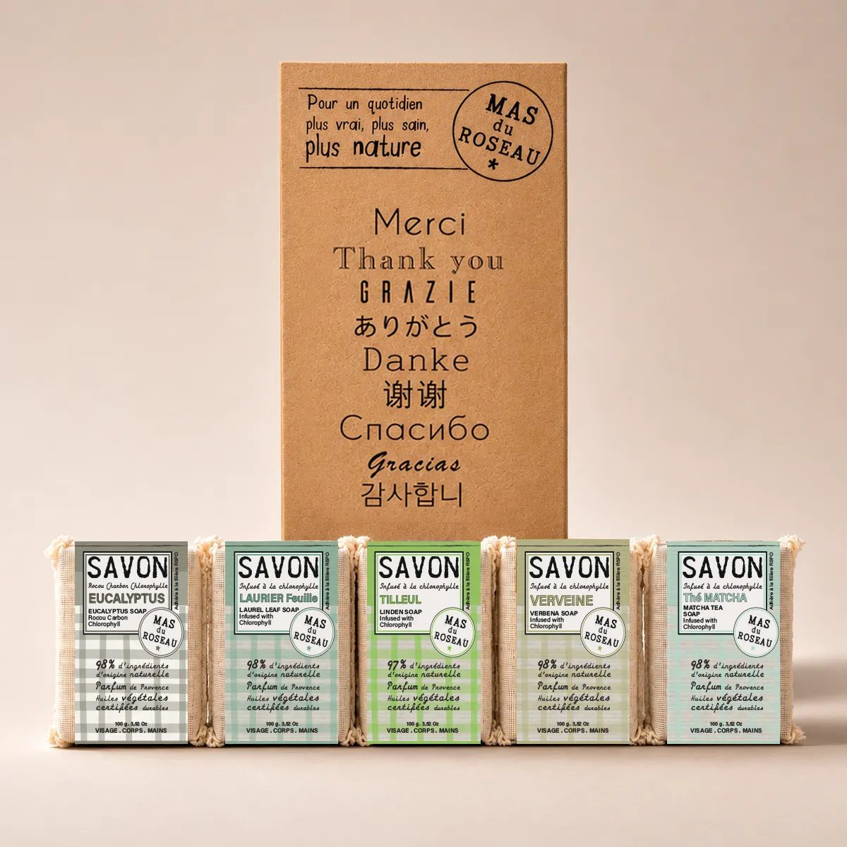 Mas du Roseau Philosophie coffret 5 savonnettes aromatiques végétales