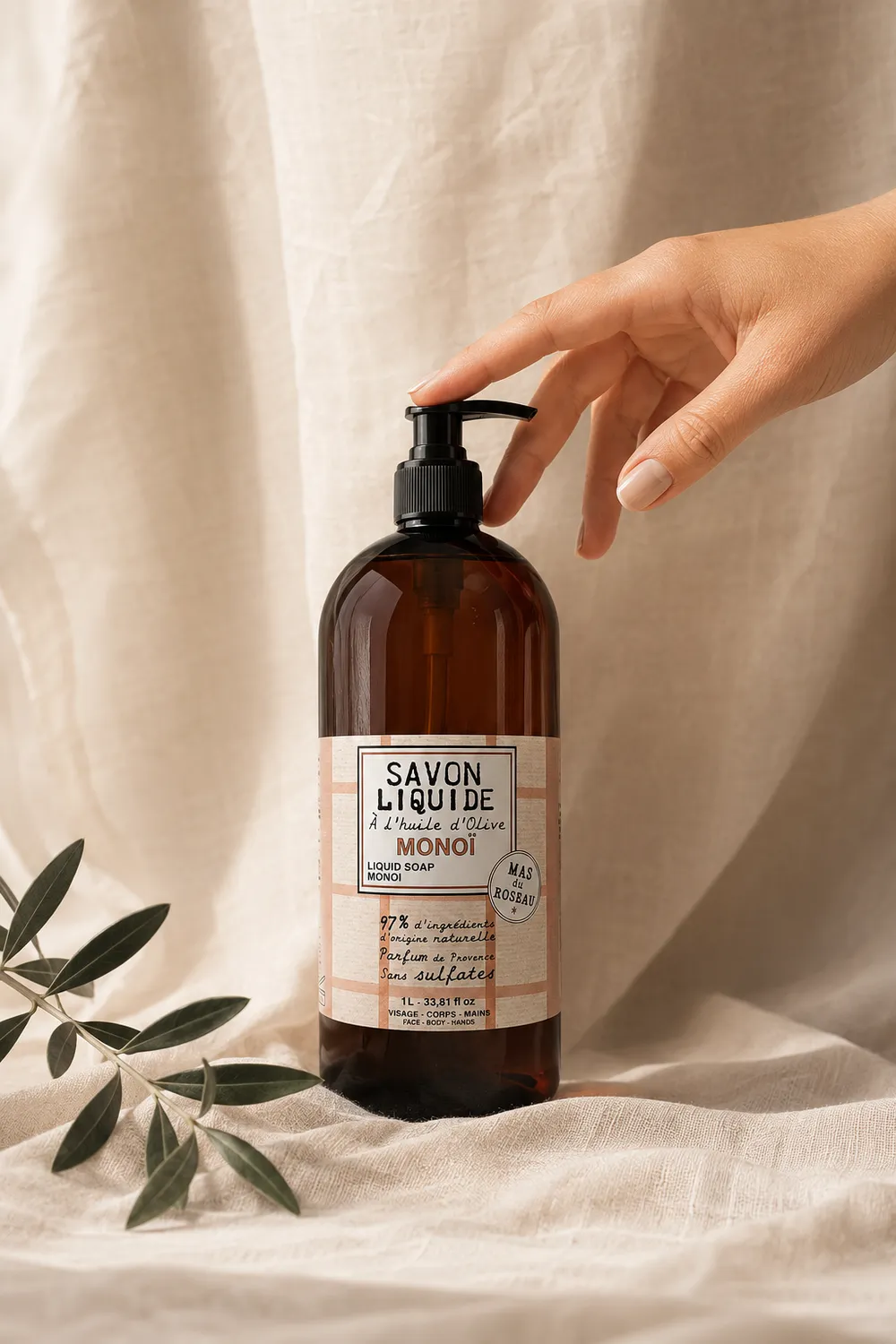 Mas du Roseau Philosophie Monoï savon liquide visage corps