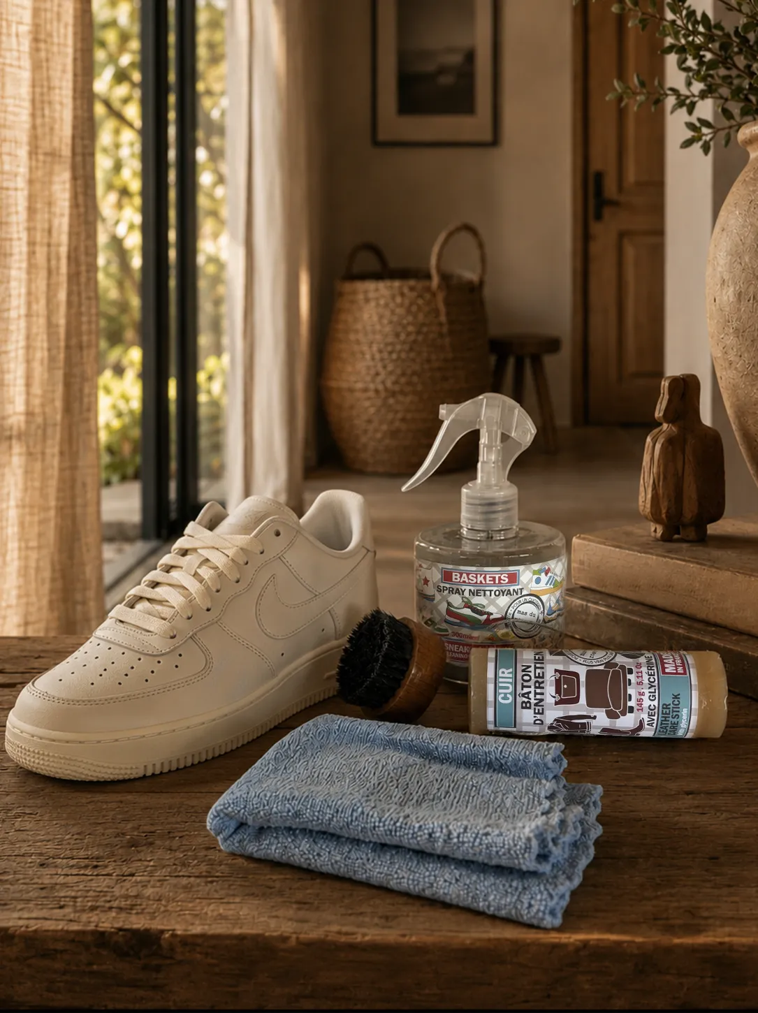 Mas du Roseau Nettoie Baskets coffret sneakers 4 pièces olive