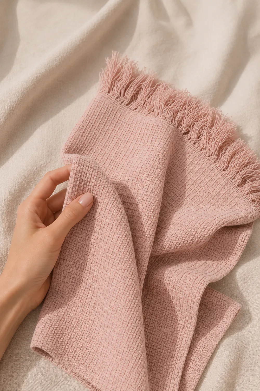 Mas du Roseau serviette coton rose visage et mains