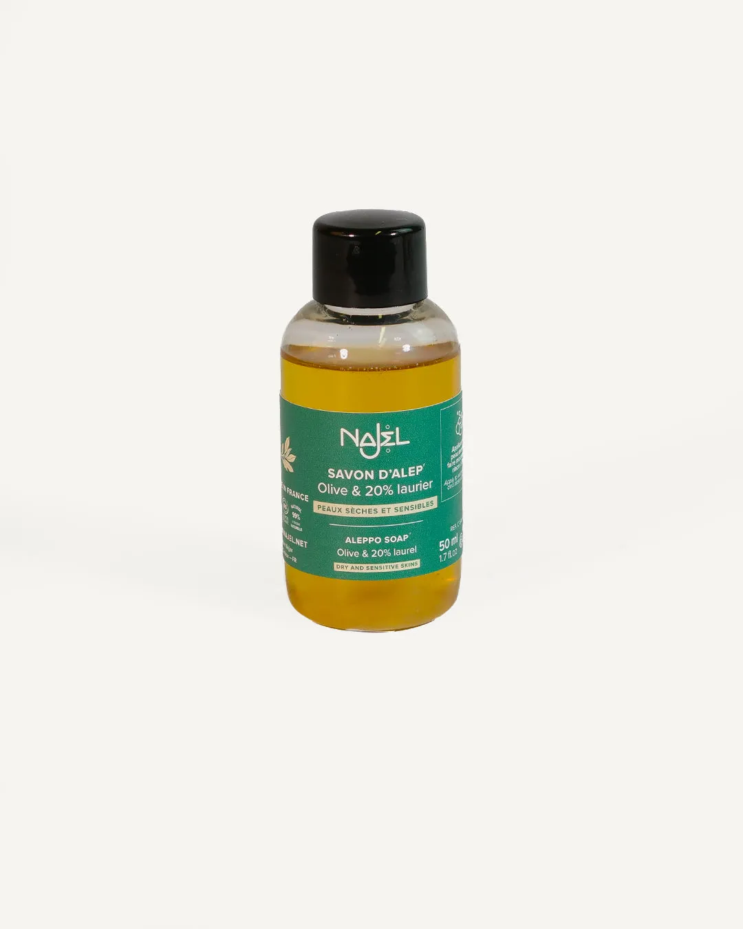 Najel Savon d'Alep Liquide 20% Laurier savon liquide 500ml peaux sèches