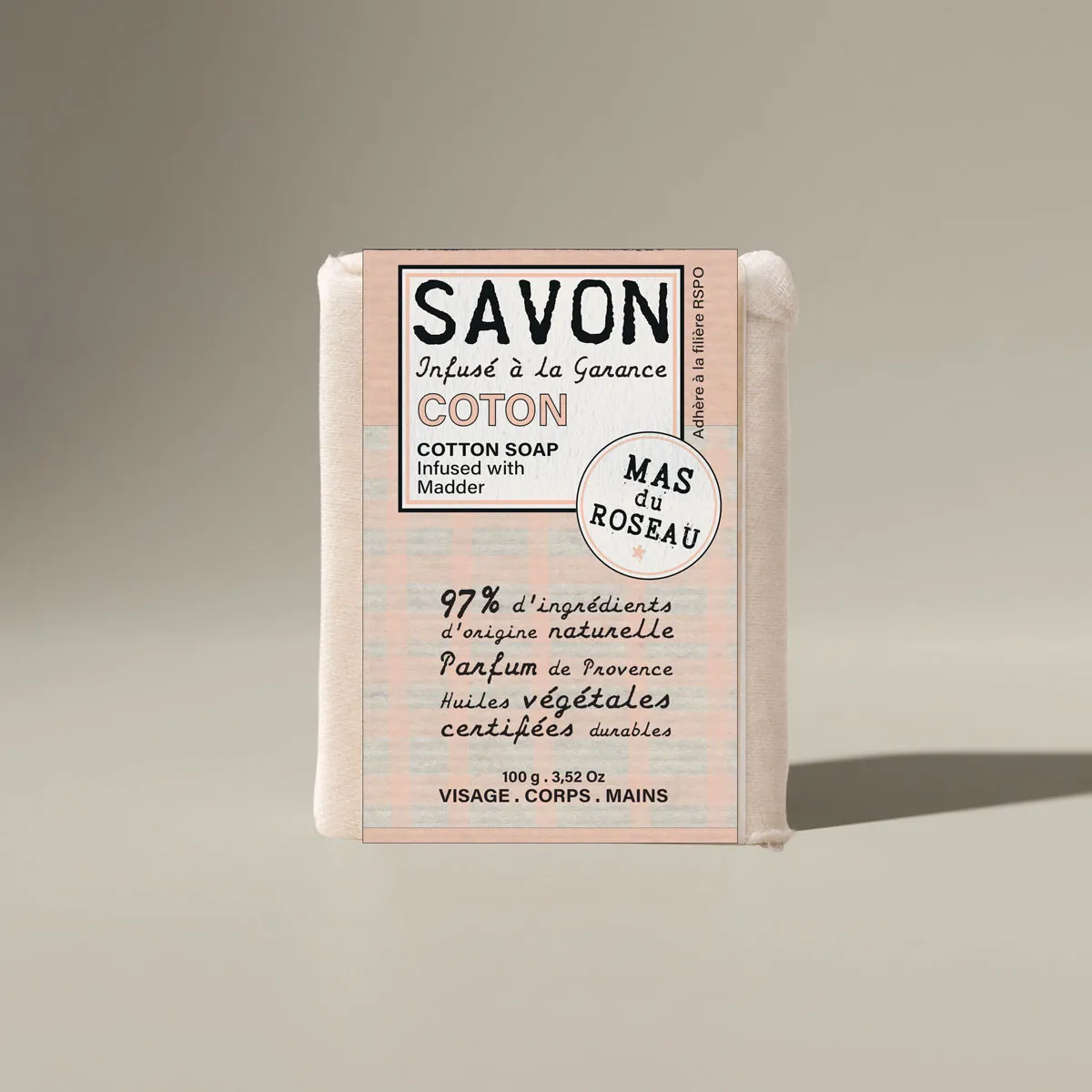 Mas du Roseau Philosophie Savon Coton savonnette douce voyage