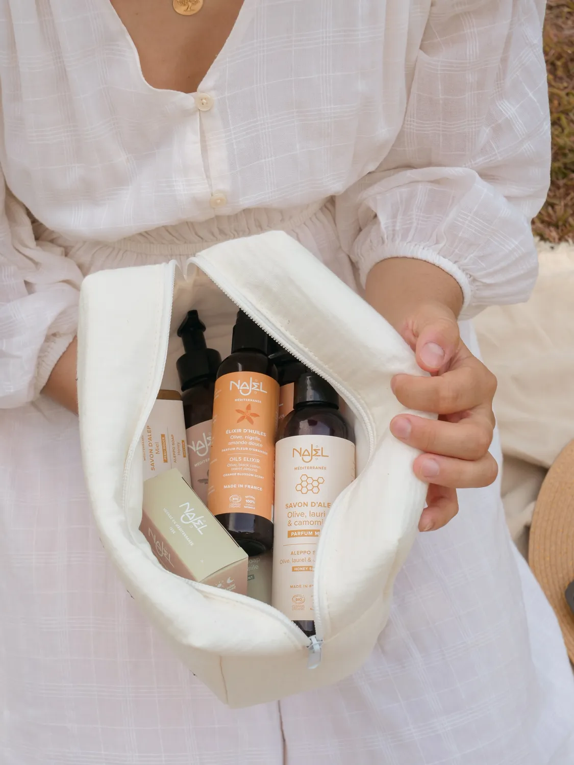 Najel trousse de toilette coton voyage maquillage