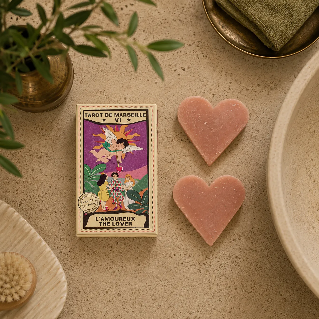 Mas du Roseau Tarot Le Cœur savon solide cœur floral