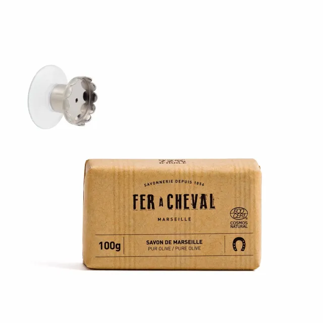 Savonnerie Fer à Cheval Pur Olive savon Marseille 100g porte-savon
