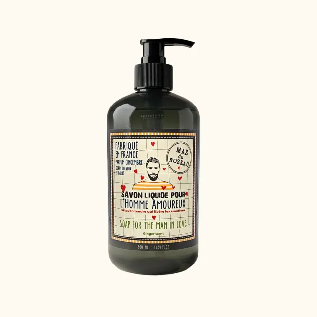 Mas du Roseau Just Men Savon liquide Homme Amoureux gingembre